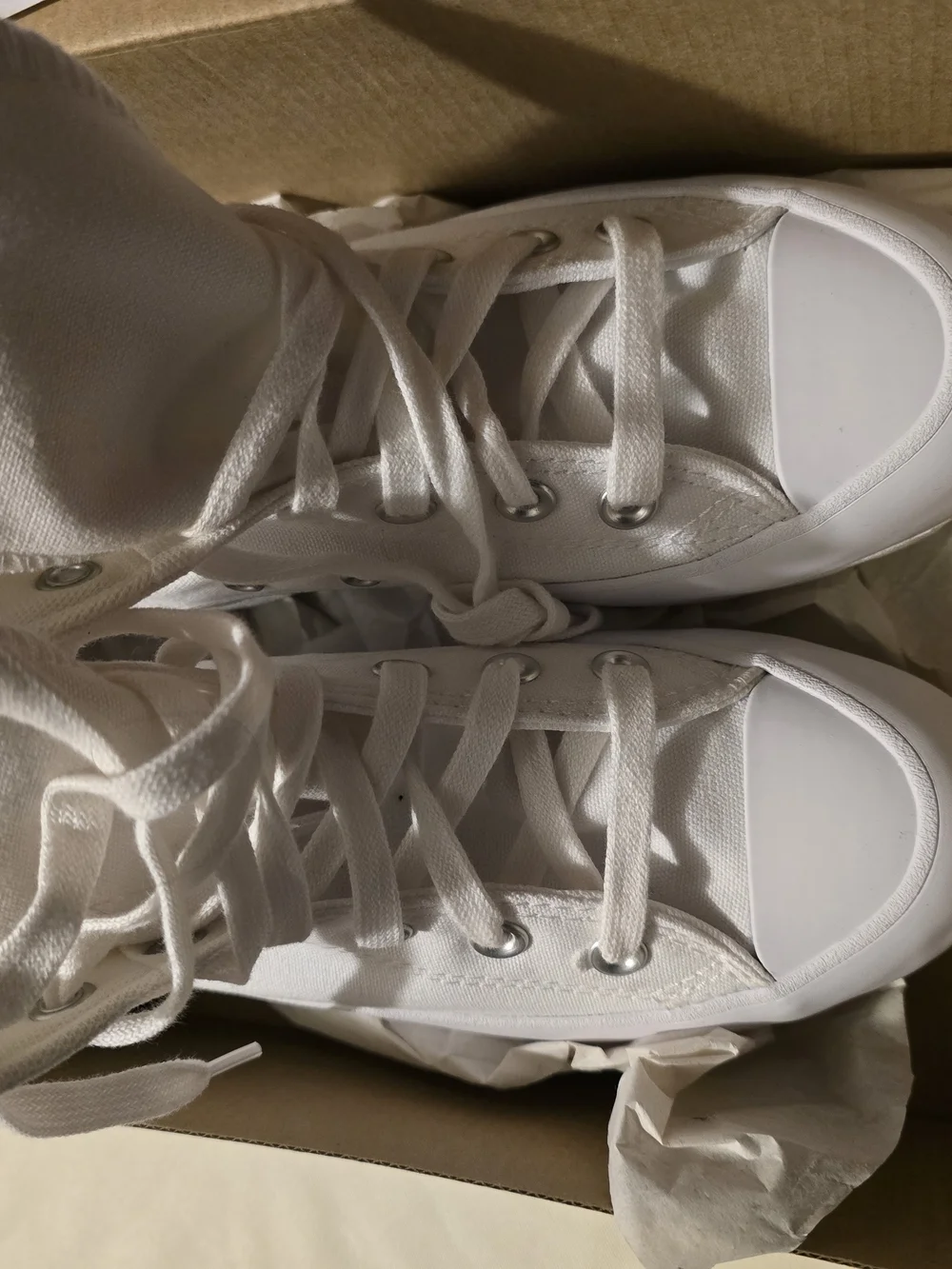 Converse White High-Top Canvas Platform Sneakers